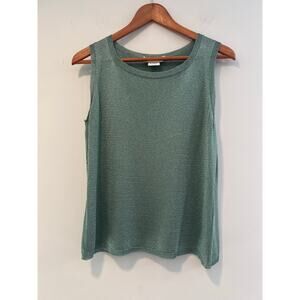 Doncaster Made in Italy Sleeveless Knit Blouse Sheer Sage Green Size Medium SG